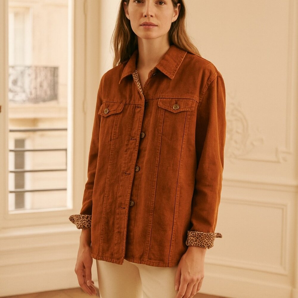 Chico's Brown Linen Button Jacket 3 - image 1